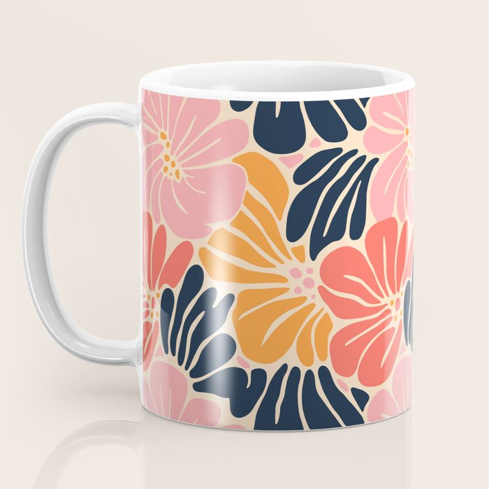 Abstract vintage flower art pattern Coffee Mug Gallery Image 3