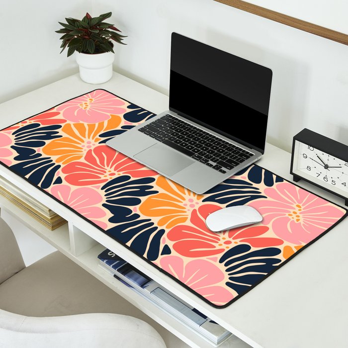 Abstract vintage flower art pattern Desk Mat Gallery Image 2