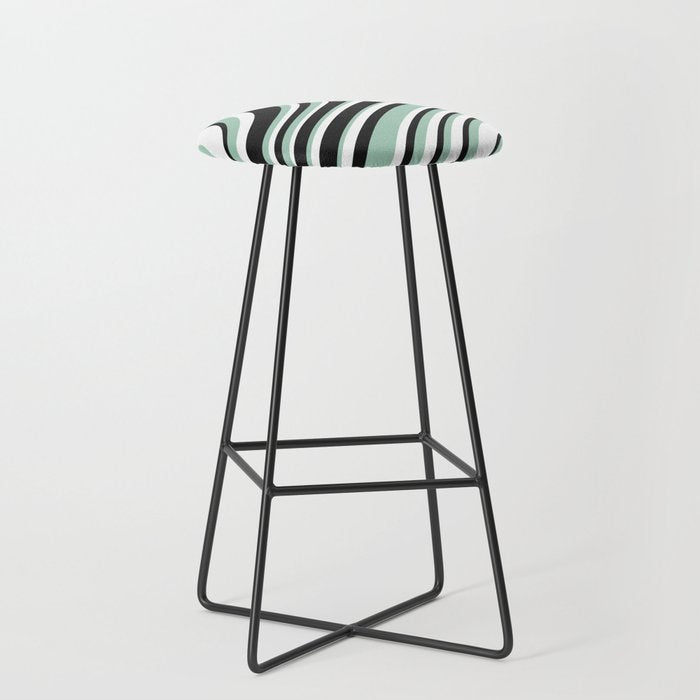 Wavy Stripes XII - Mint, Black and White Stool Gallery Image 1