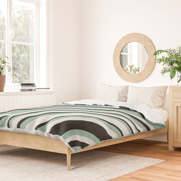 Wavy Stripes XII - Mint, Black and White Duvet Cover Gallery Image 2