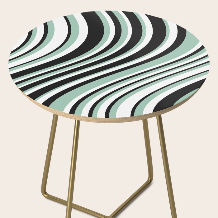 Wavy Stripes XII - Mint, Black and White Side Table Gallery Image 2