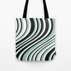 Wavy Stripes XII - Mint, Black and White Tote Bag Gallery Image 1