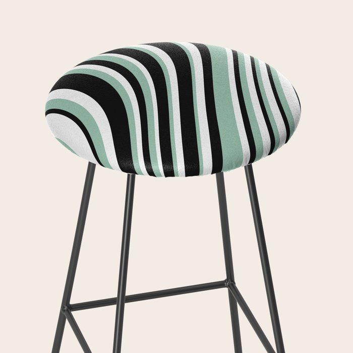 Wavy Stripes XII - Mint, Black and White Stool Gallery Image 2