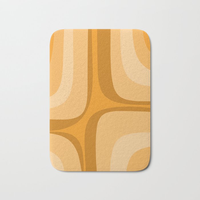 Retro Groove Minimalist Midcentury Abstract Pattern Mustard Ochre Orange Bath Mat Gallery Image 1