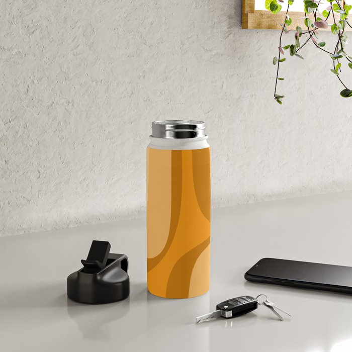 Retro Groove Minimalist Midcentury Abstract Pattern Mustard Ochre Orange Water Bottle Gallery Image 4