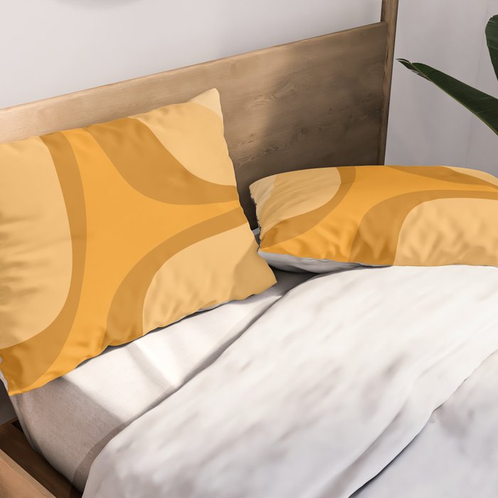 Retro Groove Minimalist Midcentury Abstract Pattern Mustard Ochre Orange Pillow Sham Gallery Image 2