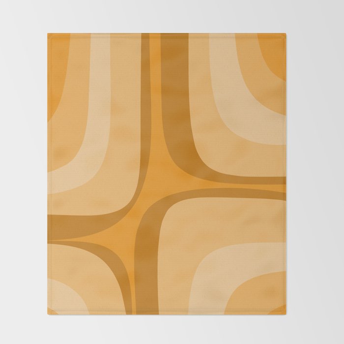 Retro Groove Minimalist Midcentury Abstract Pattern Mustard Ochre Orange Throw Blanket Gallery Image 2