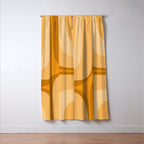 Retro Groove Minimalist Midcentury Abstract Pattern Mustard Ochre Orange Window Curtain Gallery Image 3