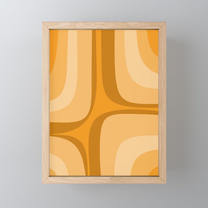 Retro Groove Minimalist Midcentury Abstract Pattern Mustard Ochre Orange Mini Art Print Gallery Image 1