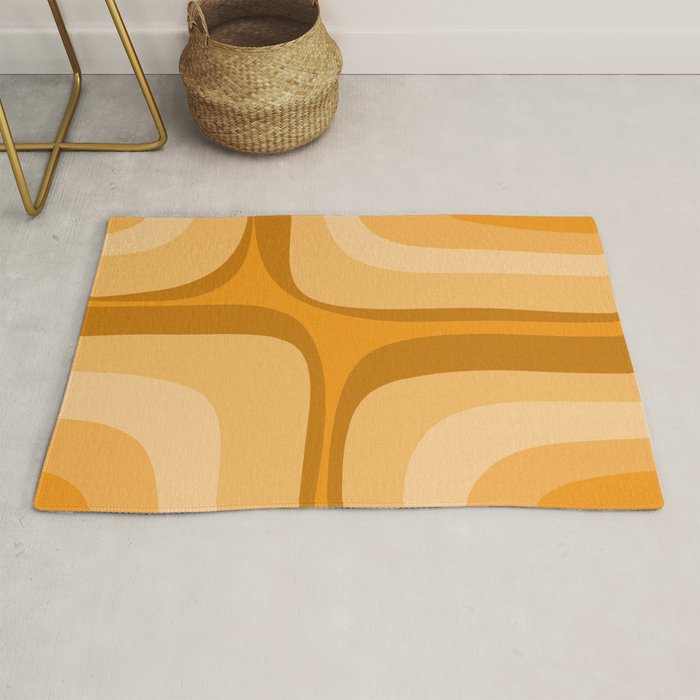 Retro Groove Minimalist Midcentury Abstract Pattern Mustard Ochre Orange Rug Gallery Image 1