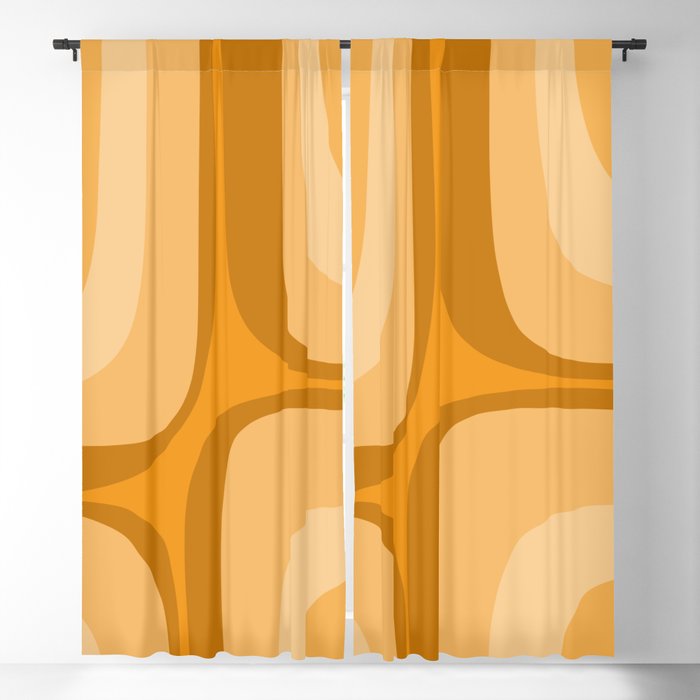 Retro Groove Minimalist Midcentury Abstract Pattern Mustard Ochre Orange Window Curtain Gallery Image 1