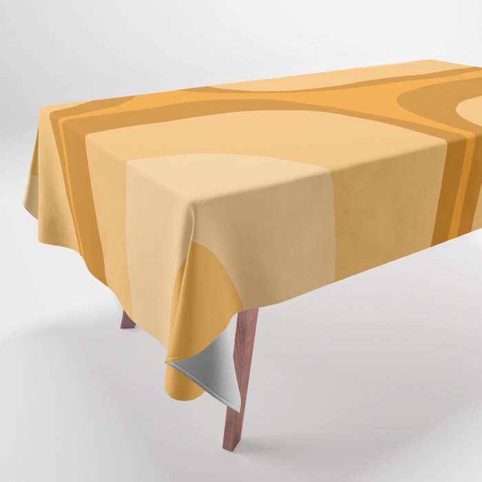 Retro Groove Minimalist Midcentury Abstract Pattern Mustard Ochre Orange Tablecloth Gallery Image 1