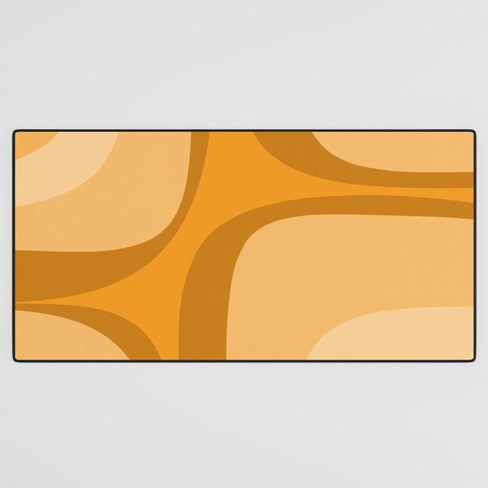 Retro Groove Minimalist Midcentury Abstract Pattern Mustard Ochre Orange Desk Mat Gallery Image 3