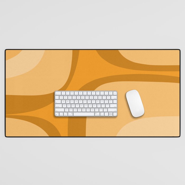 Retro Groove Minimalist Midcentury Abstract Pattern Mustard Ochre Orange Desk Mat Gallery Image 1