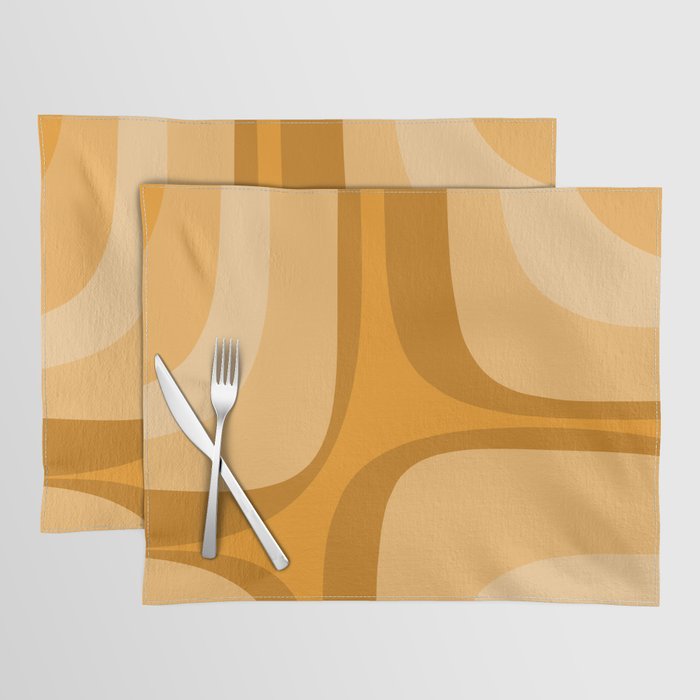 Retro Groove Minimalist Midcentury Abstract Pattern Mustard Ochre Orange Placemat Gallery Image 1