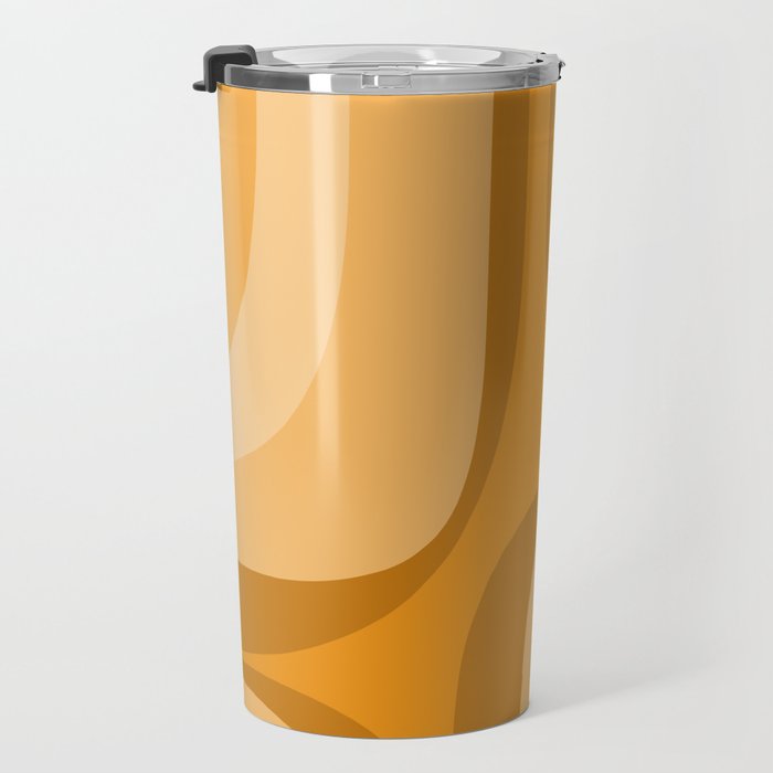 Retro Groove Minimalist Midcentury Abstract Pattern Mustard Ochre Orange Travel Mug Gallery Image 3