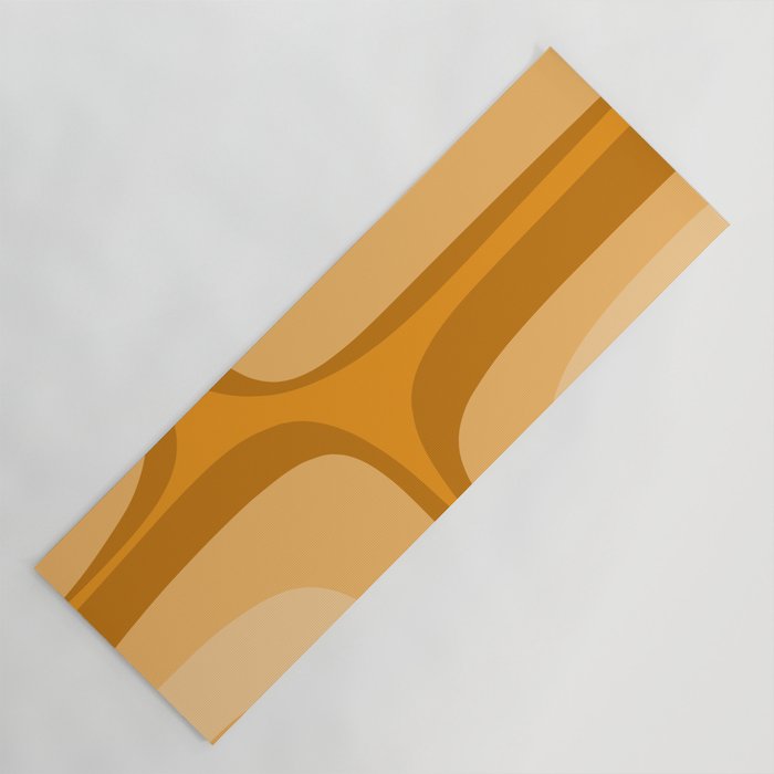 Retro Groove Minimalist Midcentury Abstract Pattern Mustard Ochre Orange Yoga Mat Gallery Image 1