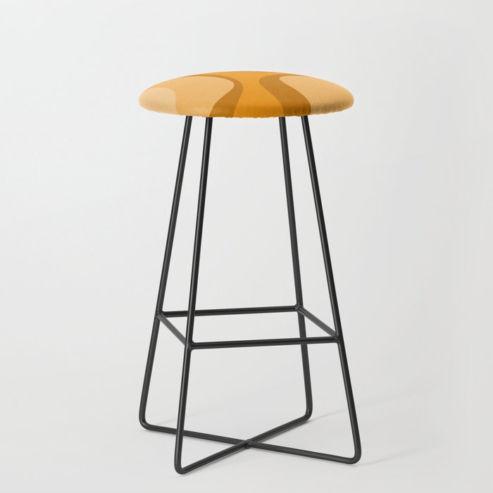Retro Groove Minimalist Midcentury Abstract Pattern Mustard Ochre Orange Stool Gallery Image 1