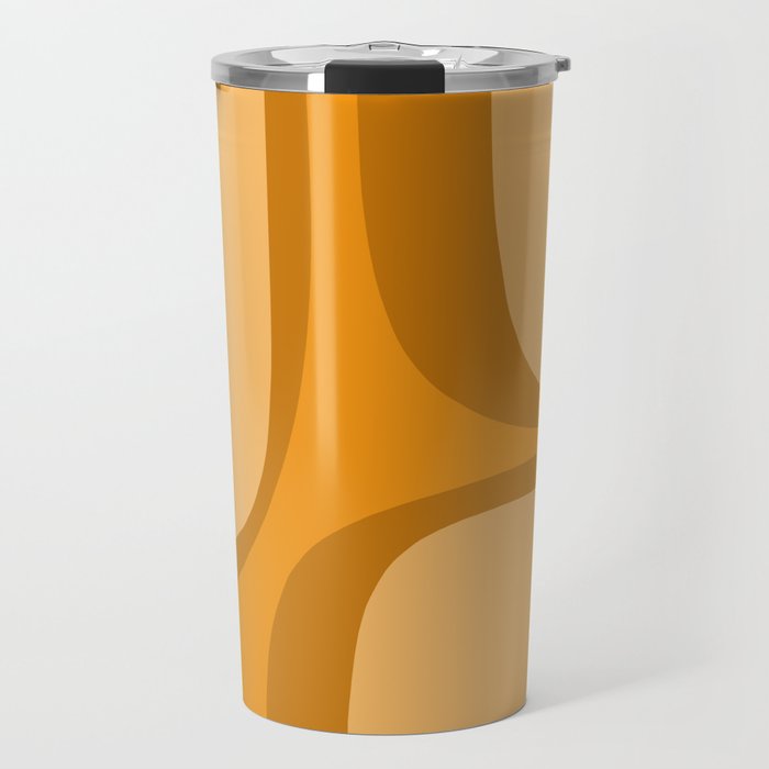 Retro Groove Minimalist Midcentury Abstract Pattern Mustard Ochre Orange Travel Mug Gallery Image 1