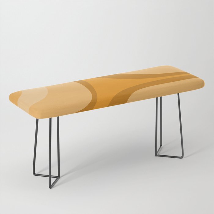 Retro Groove Minimalist Midcentury Abstract Pattern Mustard Ochre Orange Bench Gallery Image 1