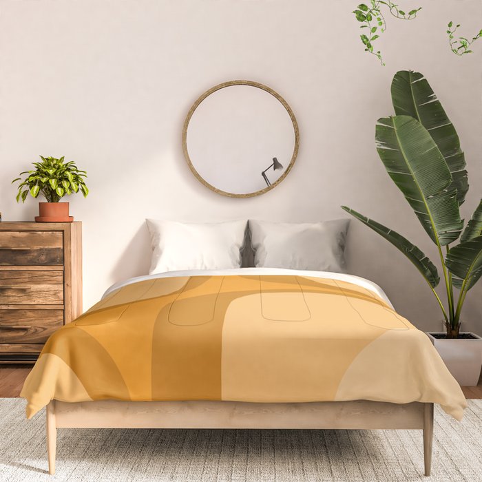 Retro Groove Minimalist Midcentury Abstract Pattern Mustard Ochre Orange Comforter Gallery Image 3