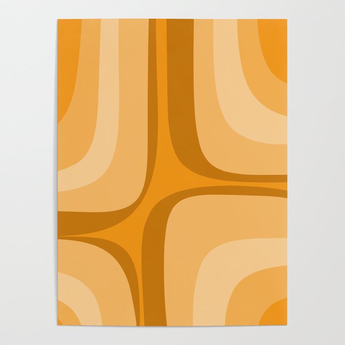 Retro Groove Minimalist Midcentury Abstract Pattern Mustard Ochre Orange Poster Gallery Image 4