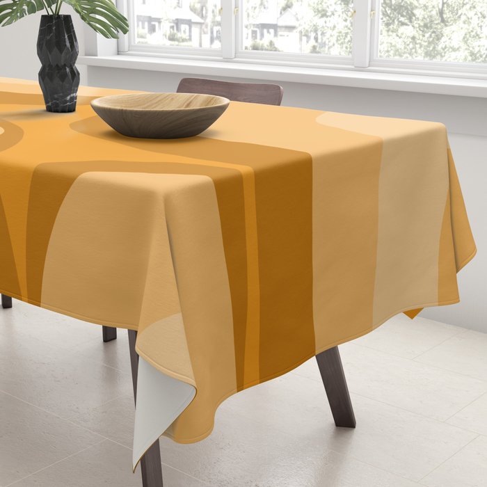 Retro Groove Minimalist Midcentury Abstract Pattern Mustard Ochre Orange Tablecloth Gallery Image 3