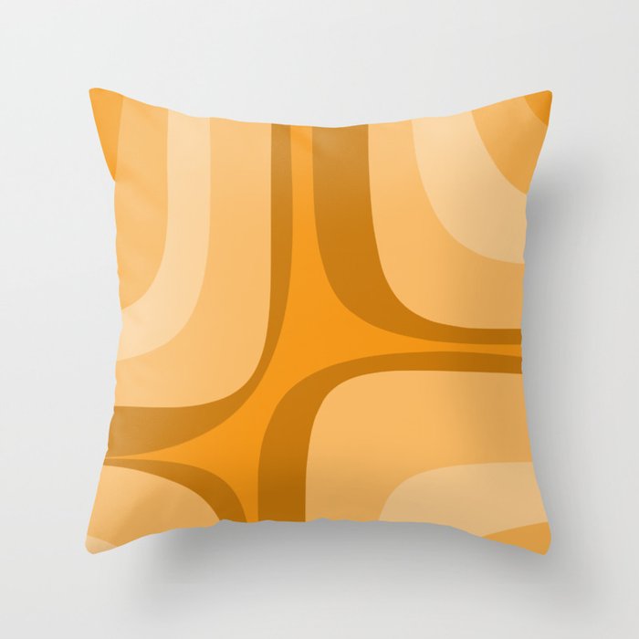 Retro Groove Minimalist Midcentury Abstract Pattern Mustard Ochre Orange Throw Pillow Gallery Image 6