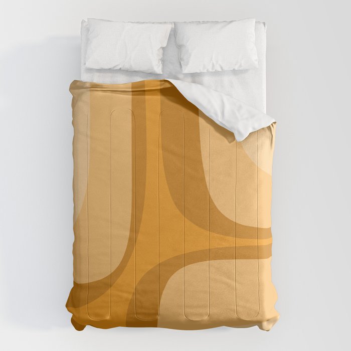 Retro Groove Minimalist Midcentury Abstract Pattern Mustard Ochre Orange Comforter Gallery Image 1