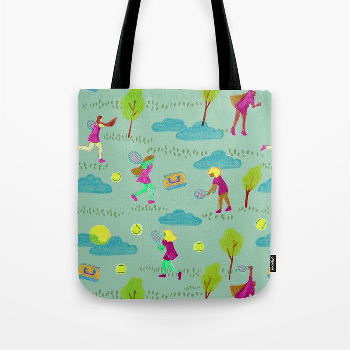 Let's Play Tennis in Soft Green Tote Bag Gallery Image 1
