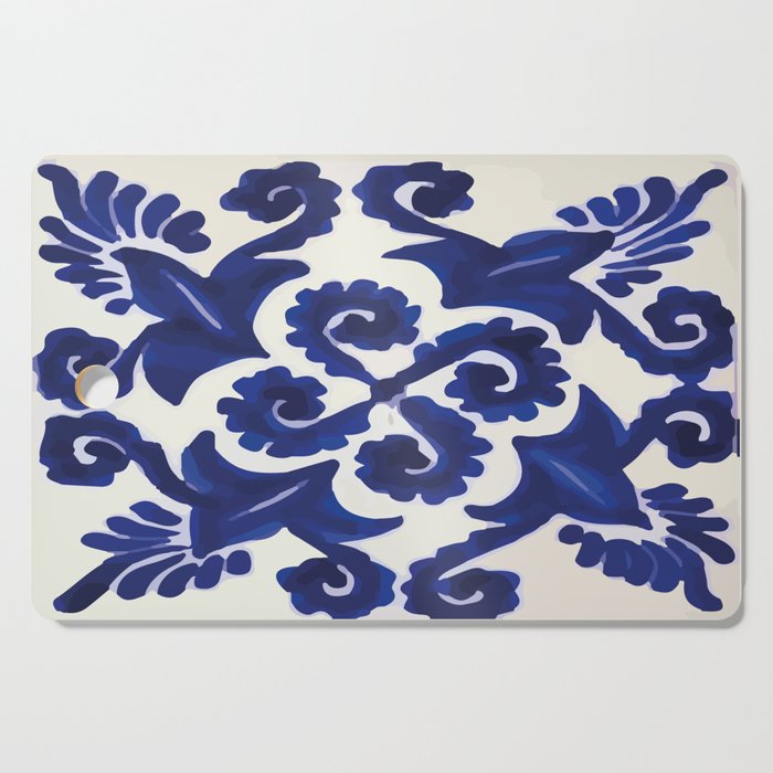Talavera Mexican Tile Traditional Blue Ceramic Mosaic Cutting Board Gallery Image 1