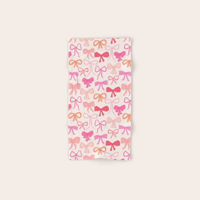 Ribbons and bows sweet coquette style hand drawn pattern Bath Towel Gallery Image 1