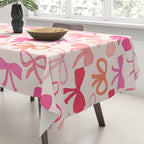 Ribbons and bows sweet coquette style hand drawn pattern Tablecloth Gallery Image 3