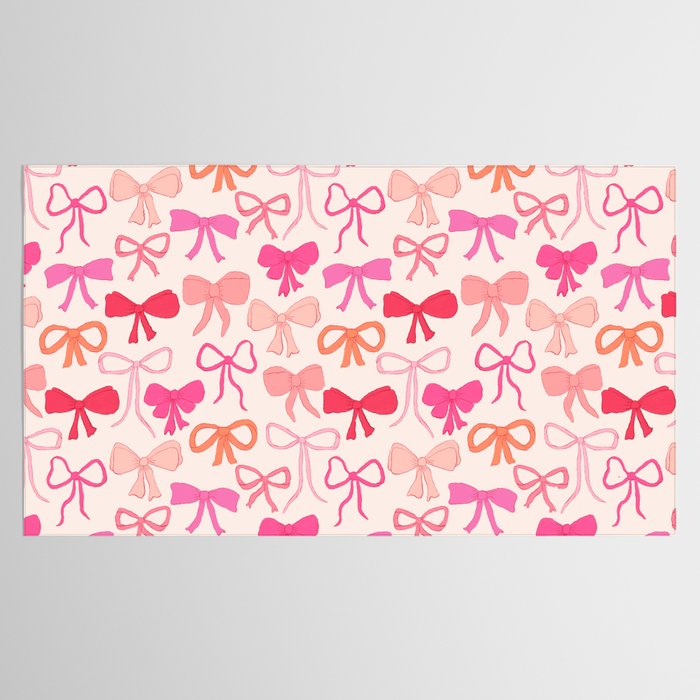 Ribbons and bows sweet coquette style hand drawn pattern Tablecloth Gallery Image 2