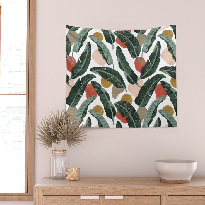 Modern banana leaf Wall Tapestry Gallery Image 2
