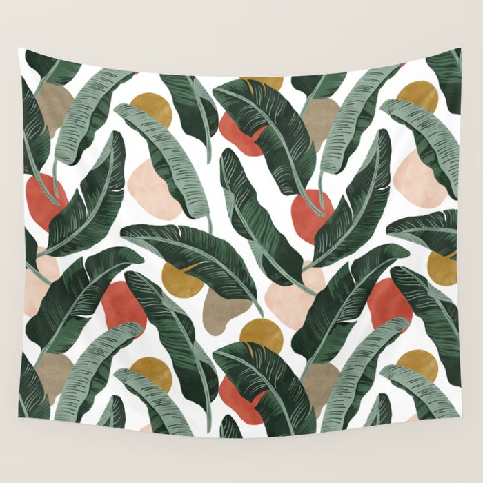 Modern banana leaf Wall Tapestry Gallery Image 1