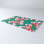 Retro Kitsch Christmas Ribbons on Stripy Bows - Red and Green Rug Gallery Image 3