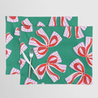 Retro Kitsch Christmas Ribbons on Stripy Bows - Red and Green Placemat Gallery Image 1