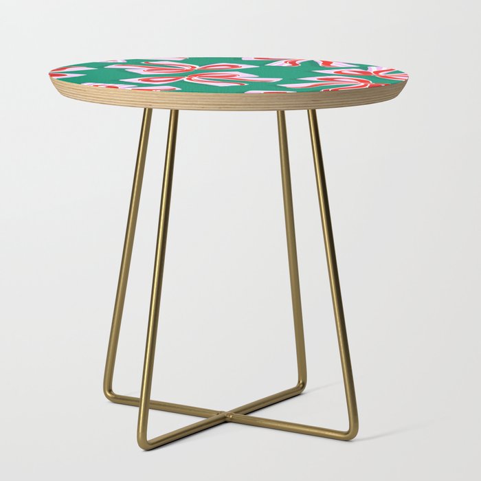 Retro Kitsch Christmas Ribbons on Stripy Bows - Red and Green Side Table Gallery Image 1