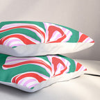 Retro Kitsch Christmas Ribbons on Stripy Bows - Red and Green Pillow Sham Gallery Image 3