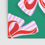 Retro Kitsch Christmas Ribbons on Stripy Bows - Red and Green Poster Gallery Image 3