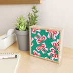 Retro Kitsch Christmas Ribbons on Stripy Bows - Red and Green Mini Art Print Gallery Image 2