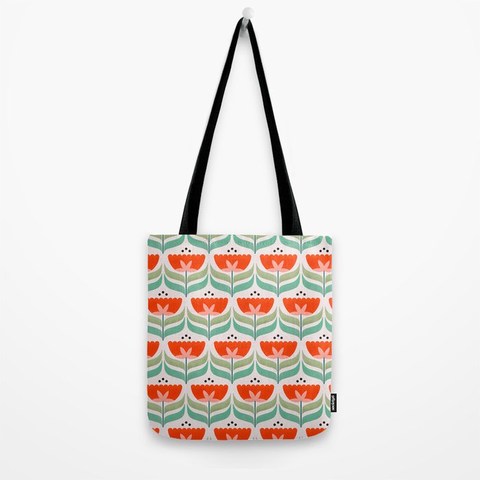 Retro Tulips Pattern Tote Bag Gallery Image 2