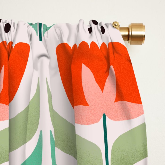 Retro Tulips Pattern Window Curtain Gallery Image 2
