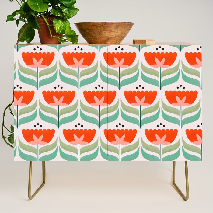 Retro Tulips Pattern Credenza Gallery Image 1