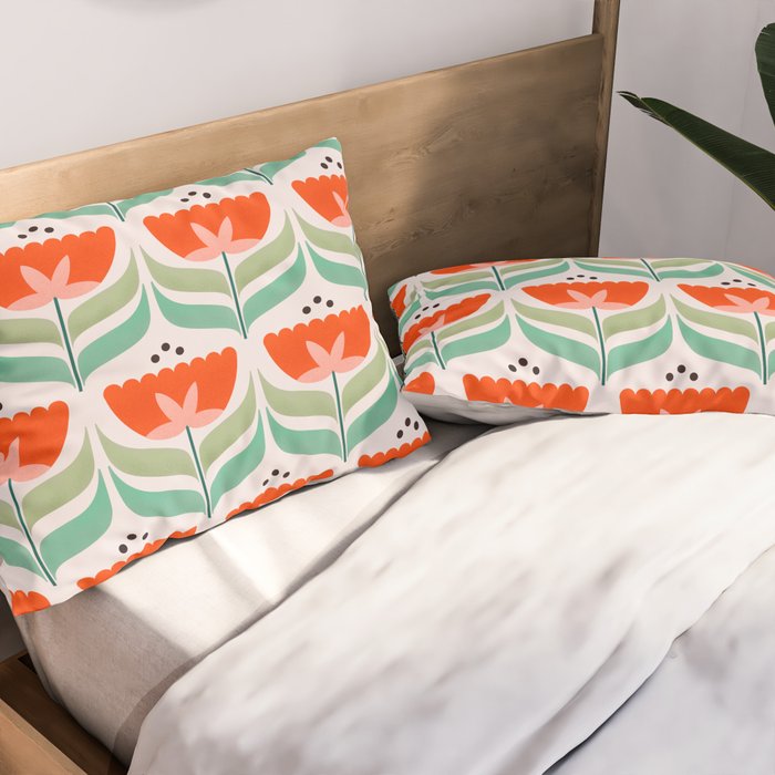 Retro Tulips Pattern Pillow Sham Gallery Image 2