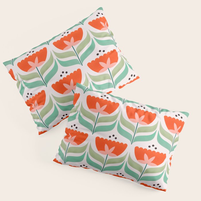Retro Tulips Pattern Pillow Sham Gallery Image 1