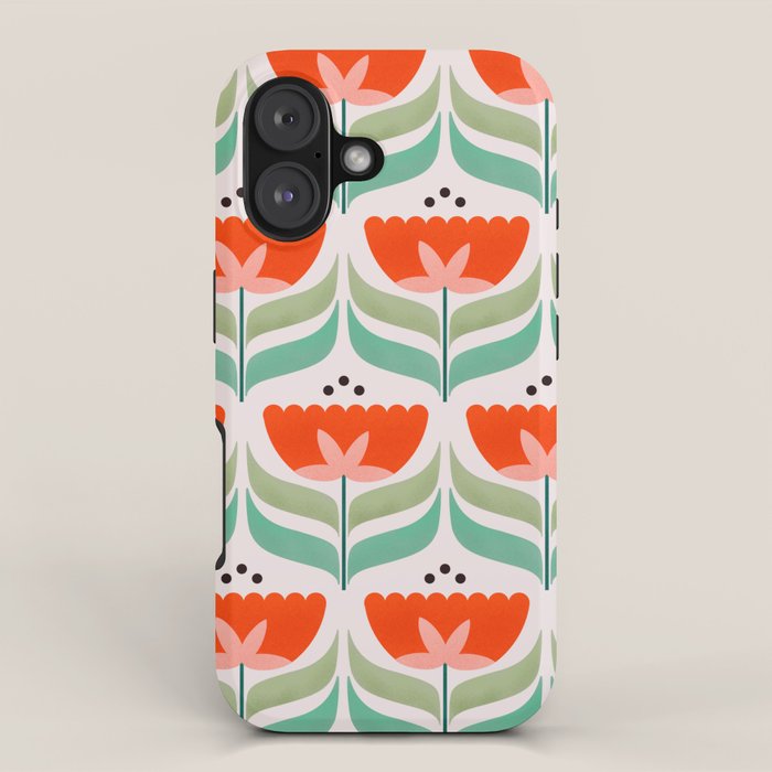 Retro Tulips Pattern iPhone Case Gallery Image 1
