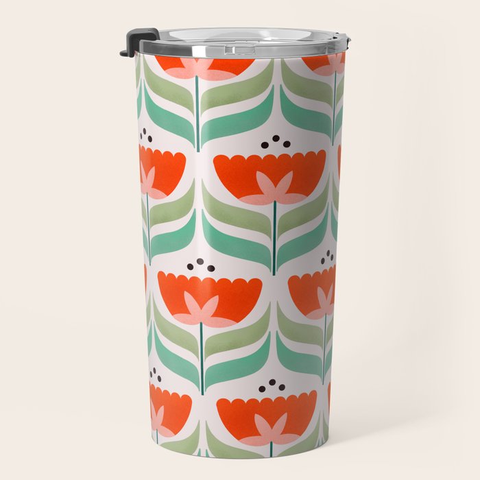 Retro Tulips Pattern Travel Mug Gallery Image 3