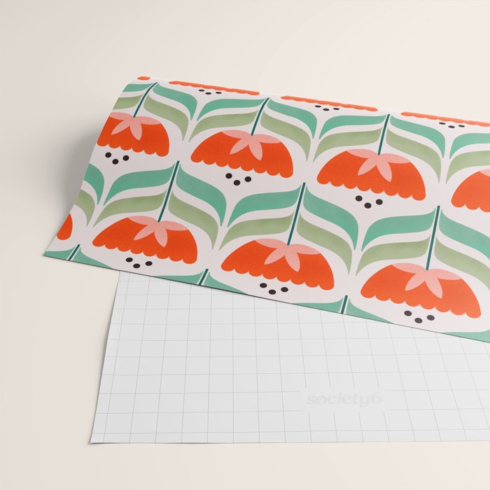 Retro Tulips Pattern Wrapping Paper Gallery Image 2